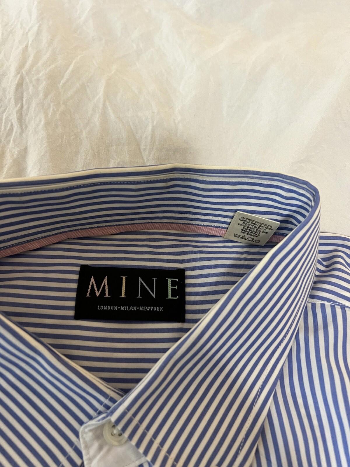 MINE Dress Shirt Men’s Size L Modern Fit Blue Stripes 246