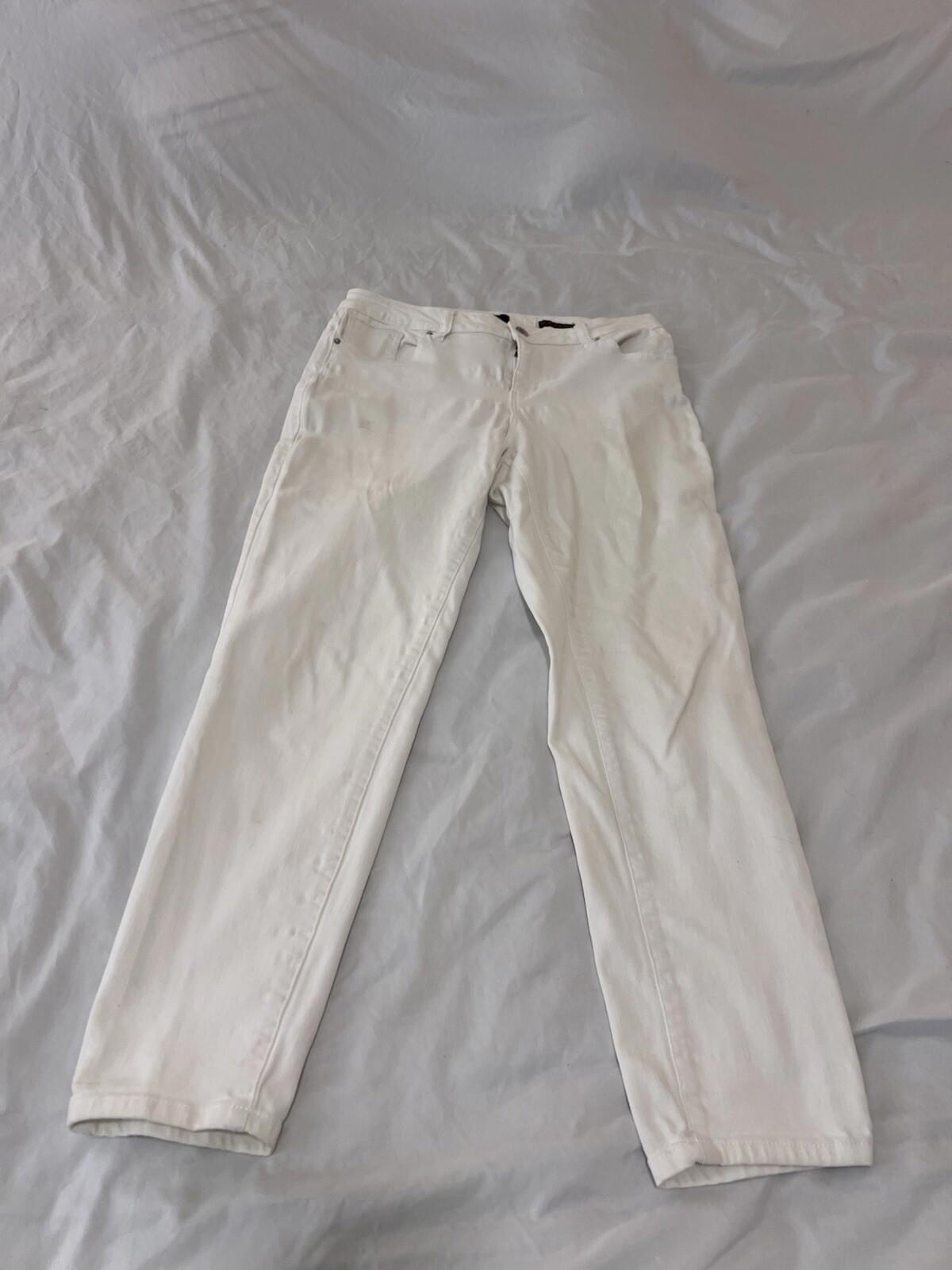 Earl Jean Womens 12 Mid-Rise Skinny Ankle Medium Wash White Denim 124