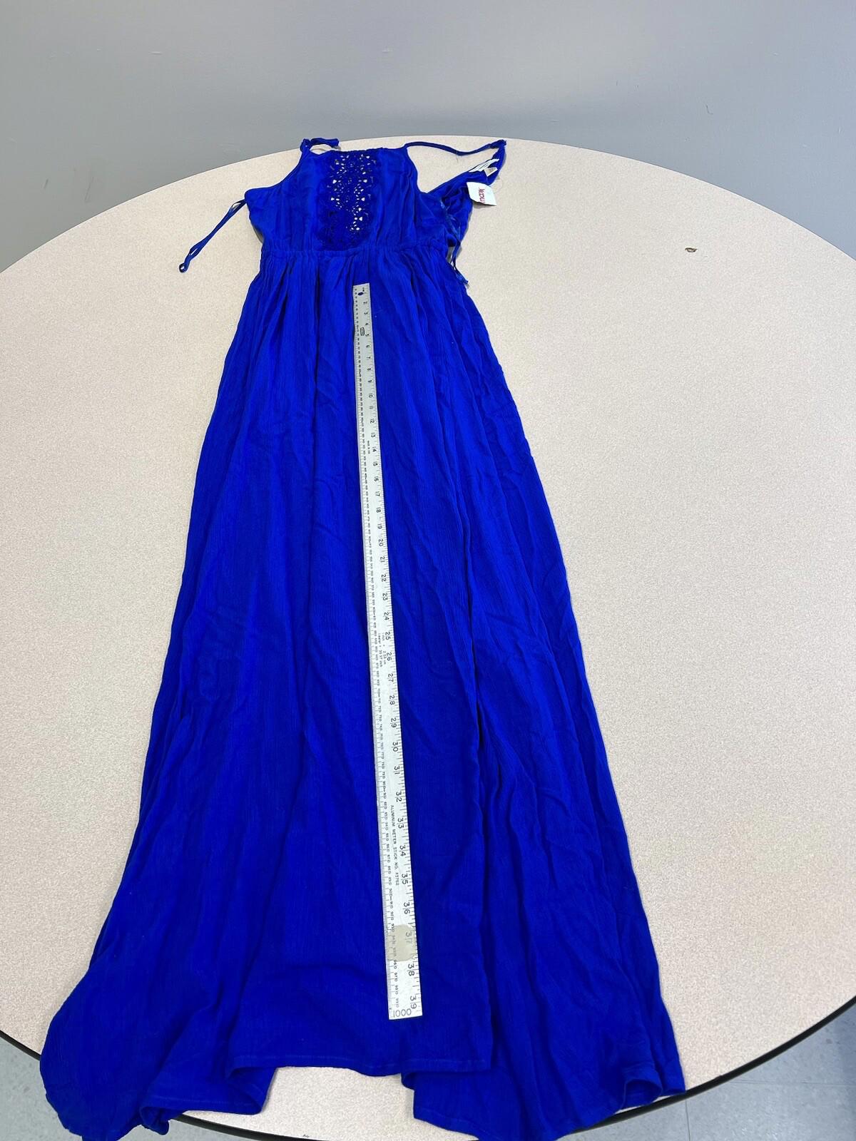 Coromandel Collection Size Medium Blue Front Halter Dress Deep V-Back Nwt 290