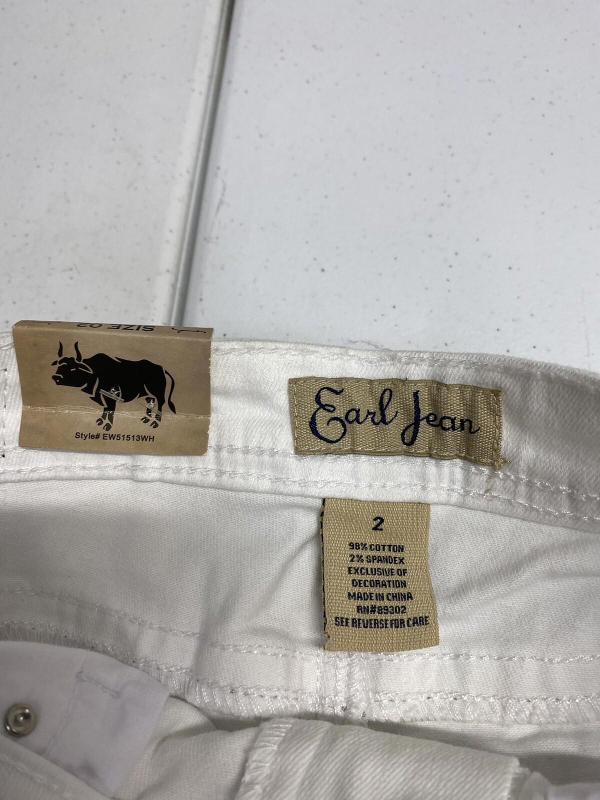 EARL JEAN Women Size 2 White Bling Embellished Cropped Stretch Jean BinV