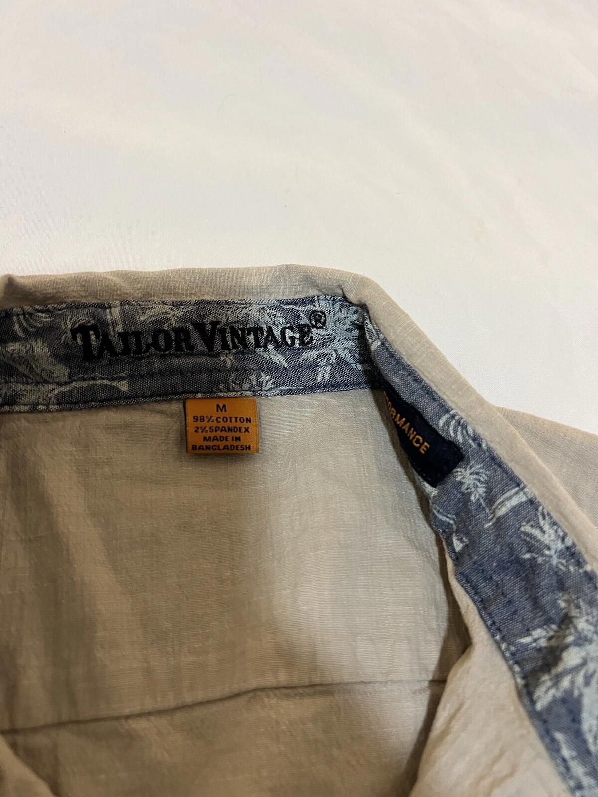 Taylor Vintage Luxe Performance Shirt Men Medium Button Up Beige 366