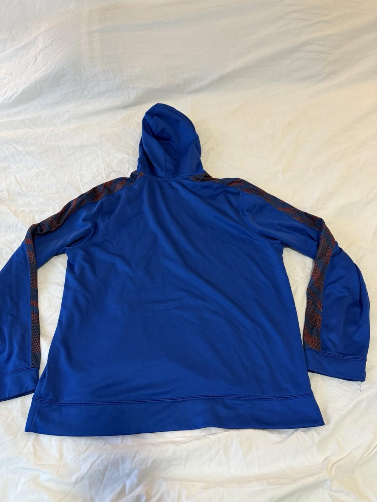 Vintage Buffalo Bills NFL Apparel Zubaz Hoodie Sweatshirt Blue Large Dri Fit 153