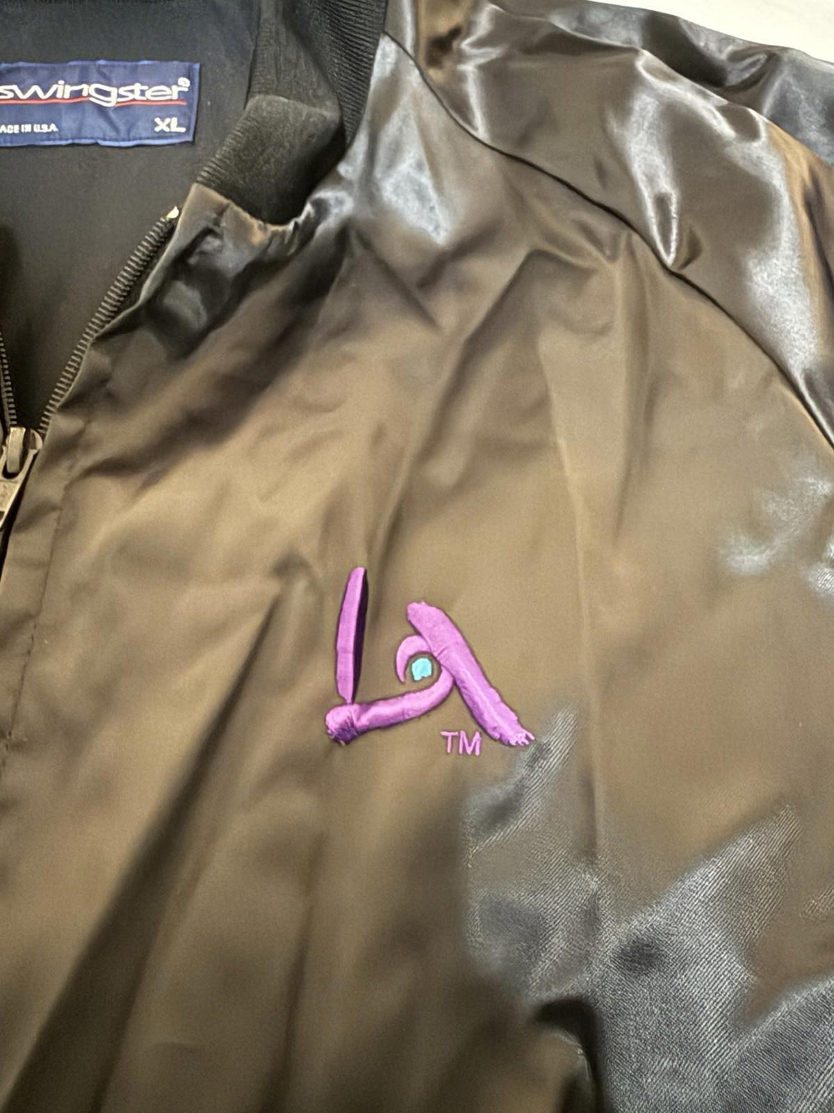 Vintage Swingster Jacket Mens XL Los Angeles On Location Satin Bomber 90s 148