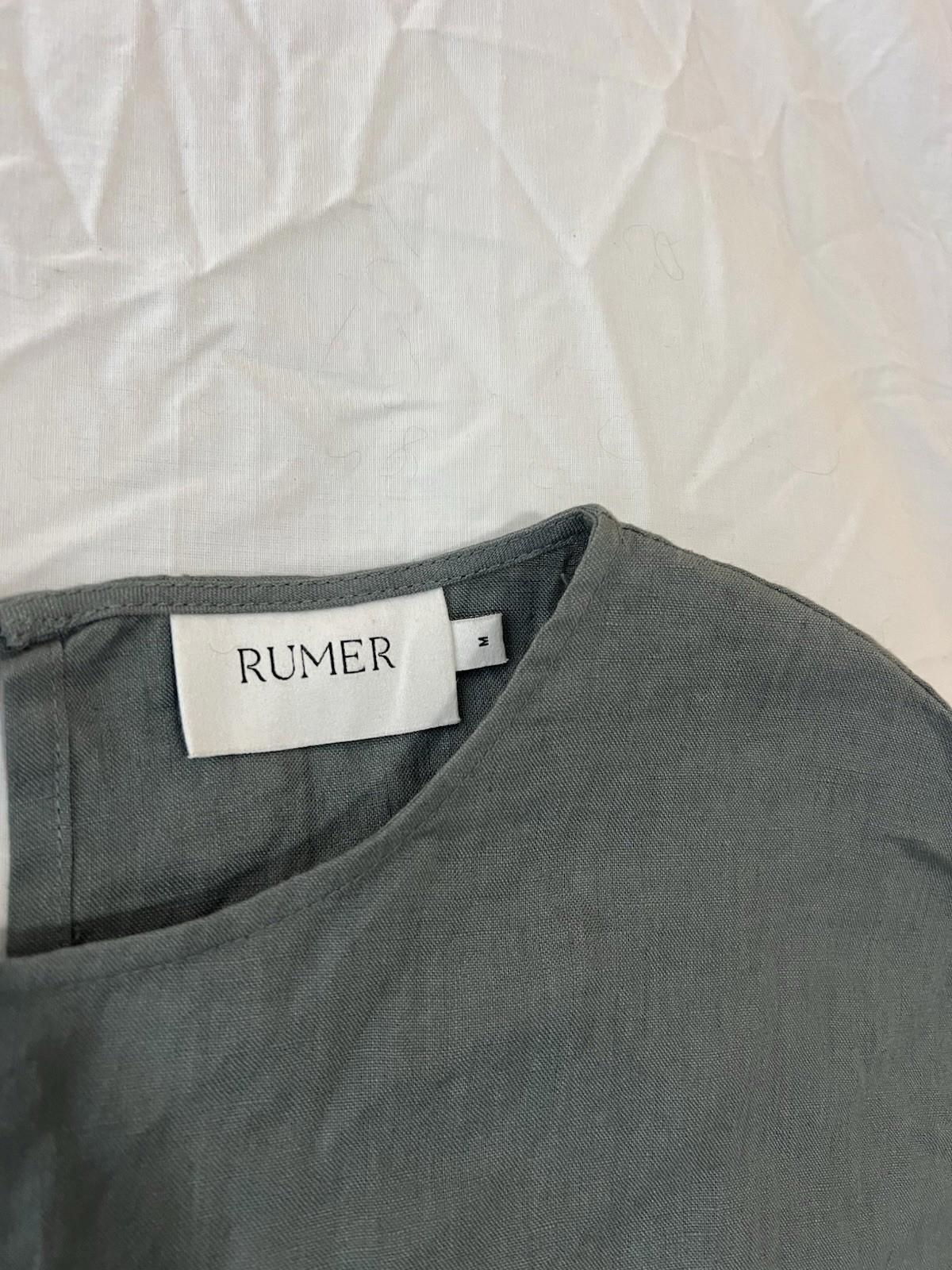 Rumer LouLou womens jumpsuit 100% linen minimalist open back belt Medium 141
