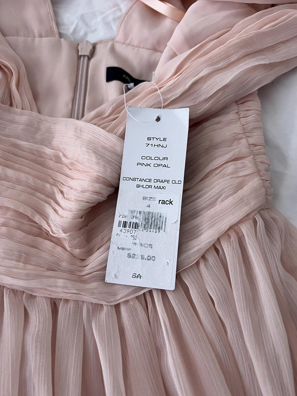 French Connection Women Constance Drape Cold Shoulder Dress Pink Size 4 Nwt 337