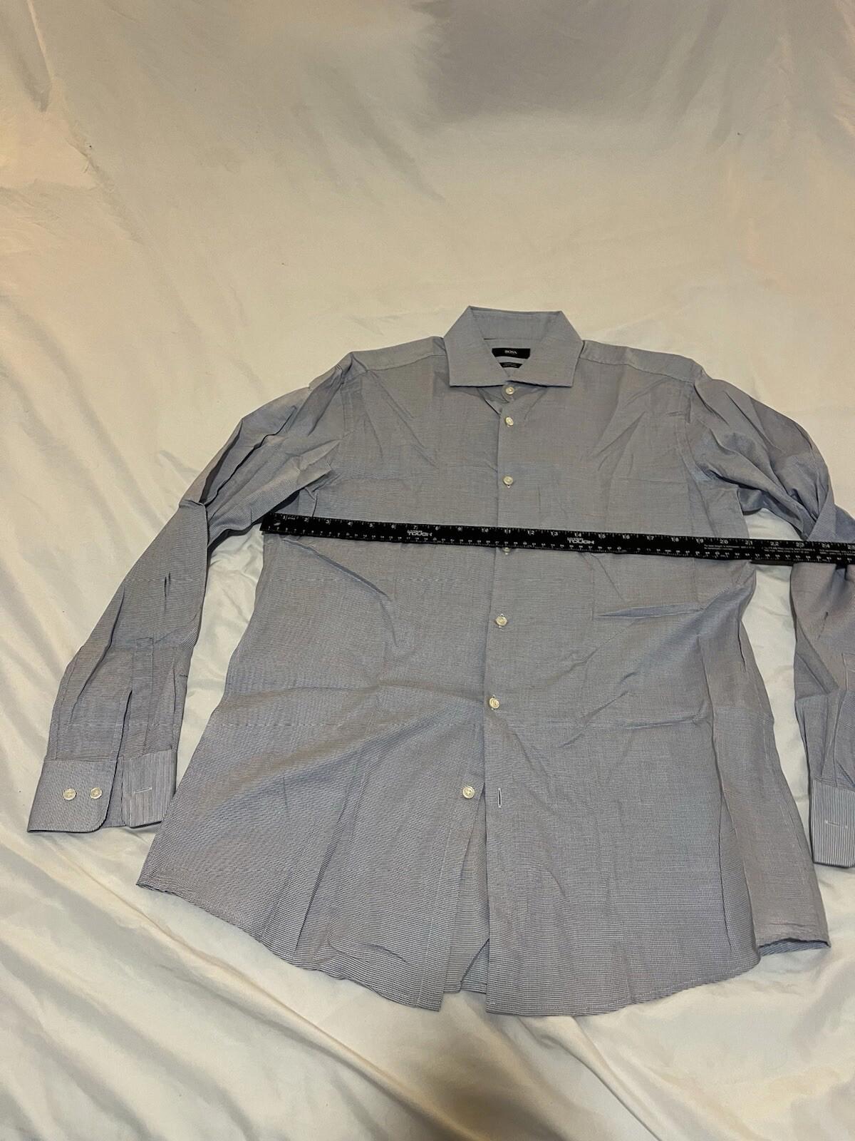 Hugo Boss Blue Check Long Sleeve Collared Button Down size Large 378