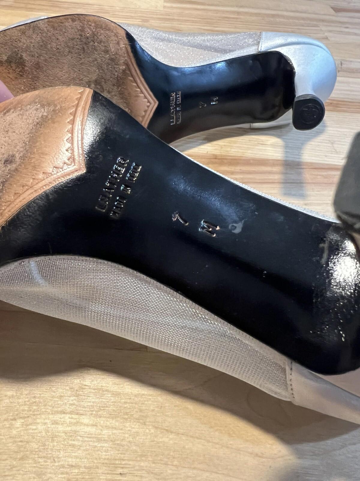 Vintage Yves Saint Laurent Leather Metallic Pumps Shoes Heels Size 7