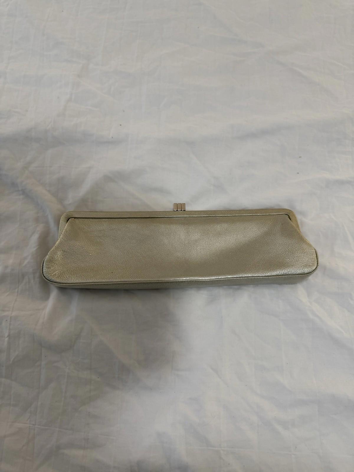 Lambertson Truex Designer Soft Leather Clutch Gold Made In ITALY 130