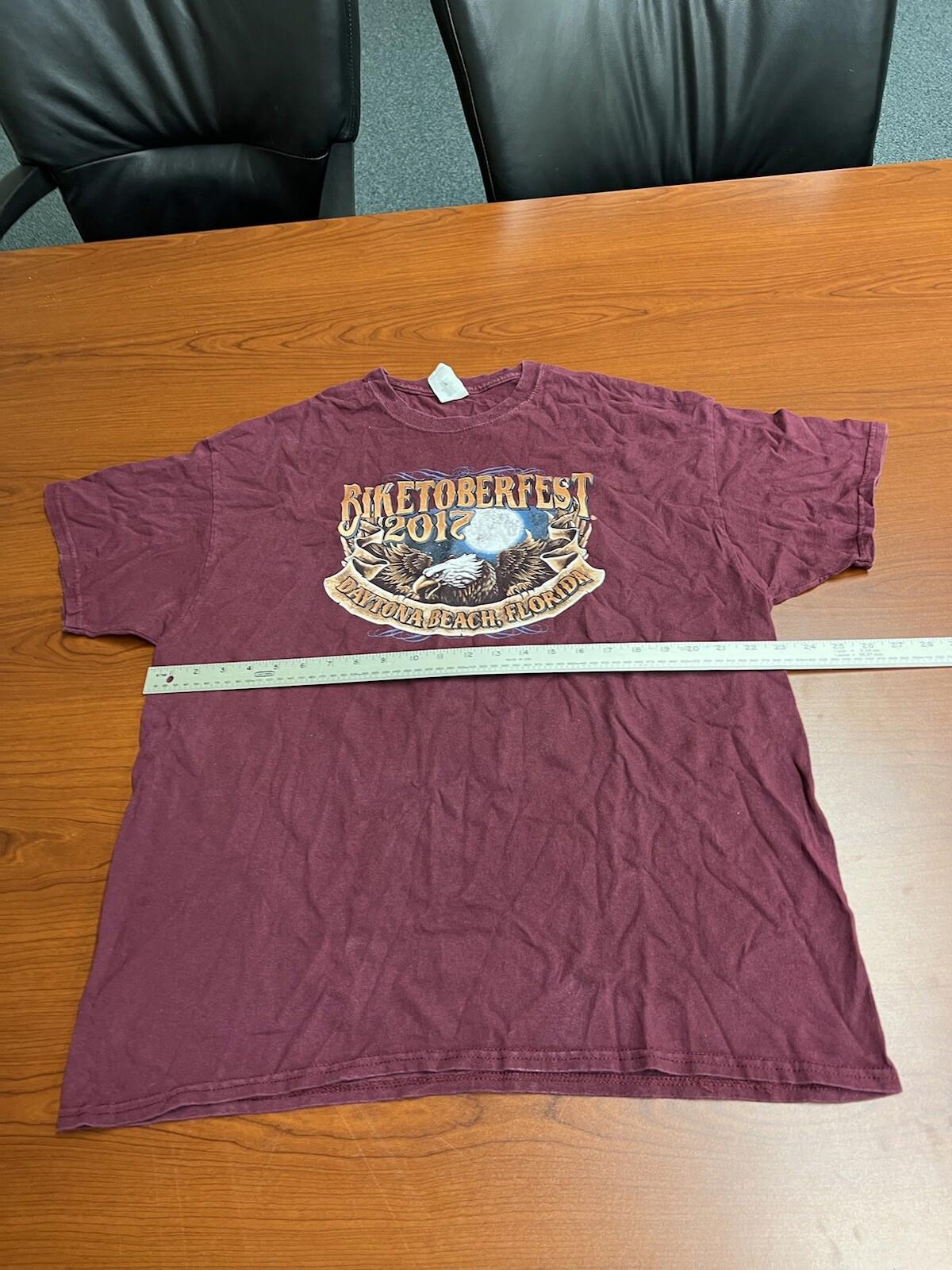 Daytona Beach 25th Biketoberfest 2017 Size XL Maroon T-Shirt 3c