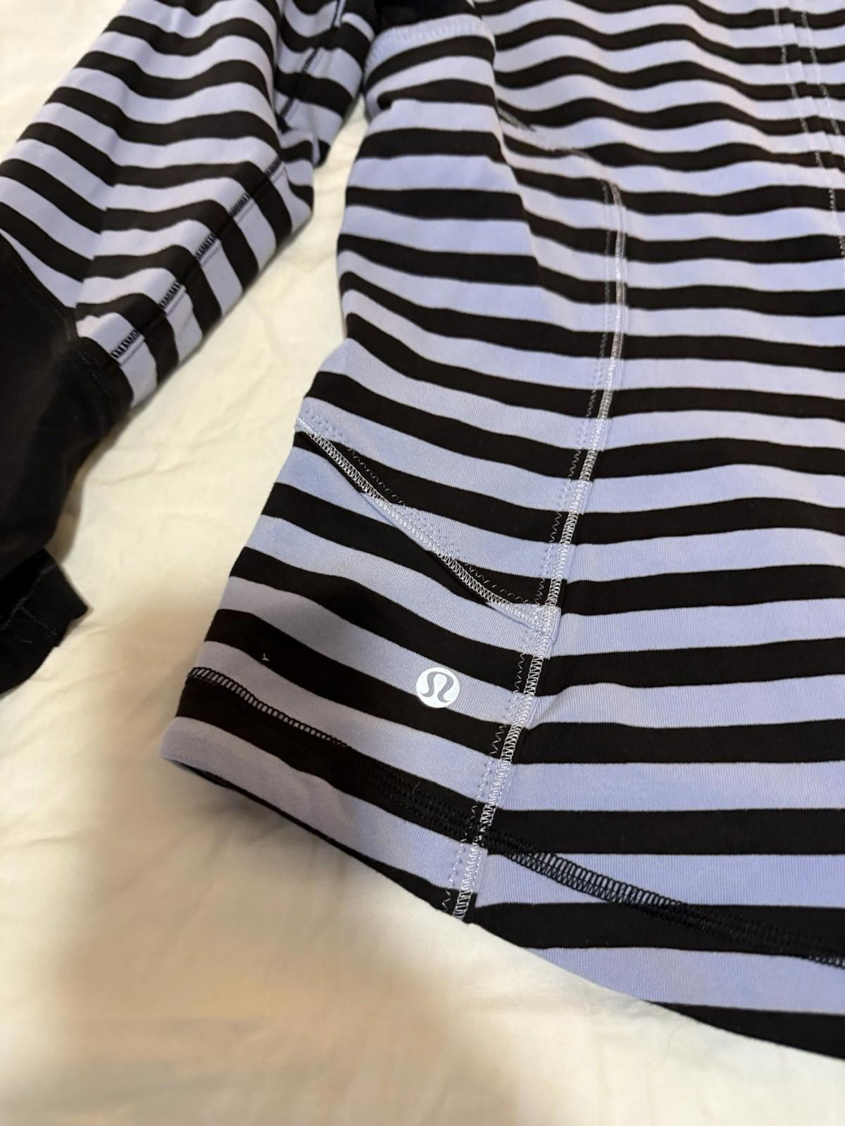 Lululemon Women's Black Purple Striped Full Zip Jacket - Size 8 153