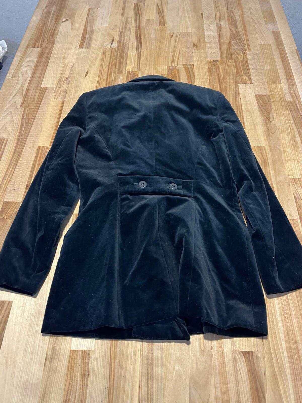 Guess USA Vintage Black Shimmer Velvet Button Down Overcoat Jacket Medium 352