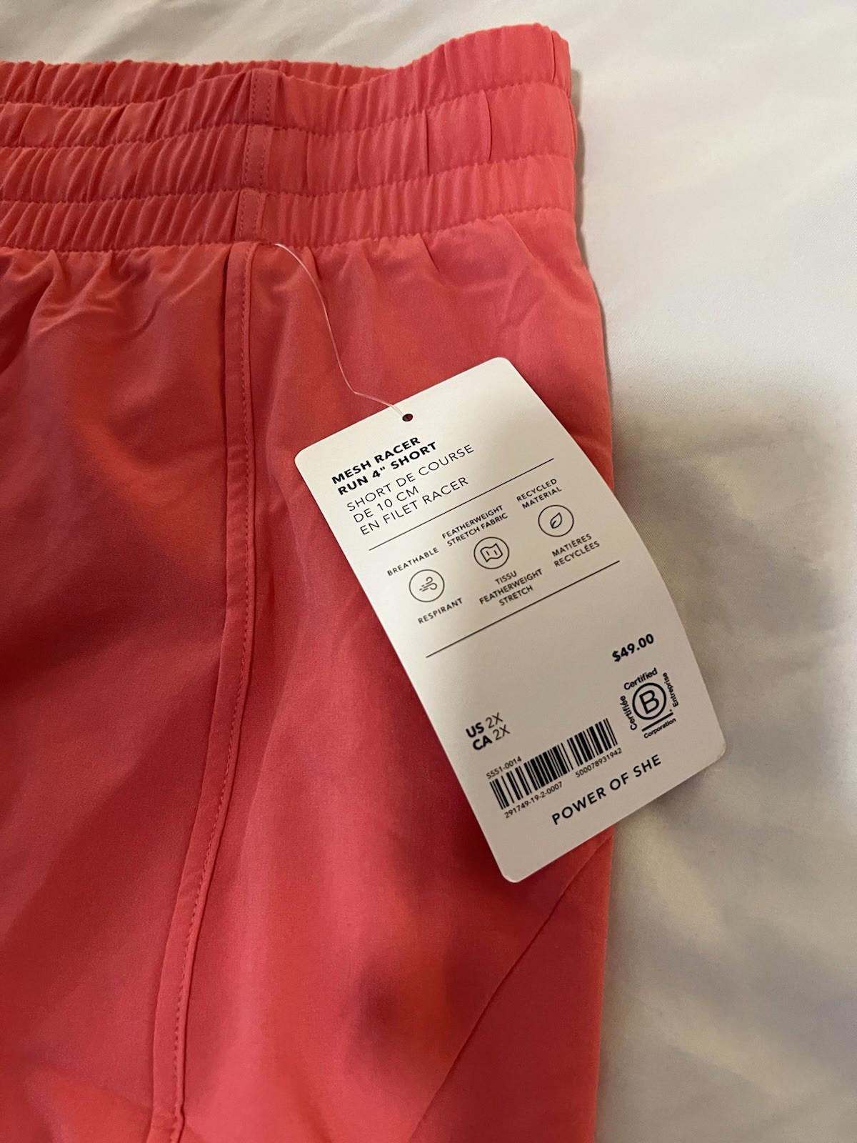 Athleta Mesh Racer Run Short 4" Womens Running Shorts Size 2x NWT Coral Pink 147