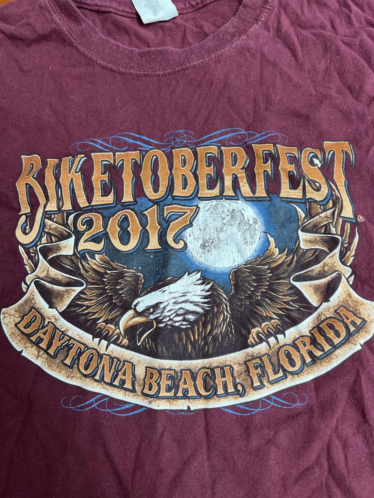 Daytona Beach 25th Biketoberfest 2017 Size XL Maroon T-Shirt 3c