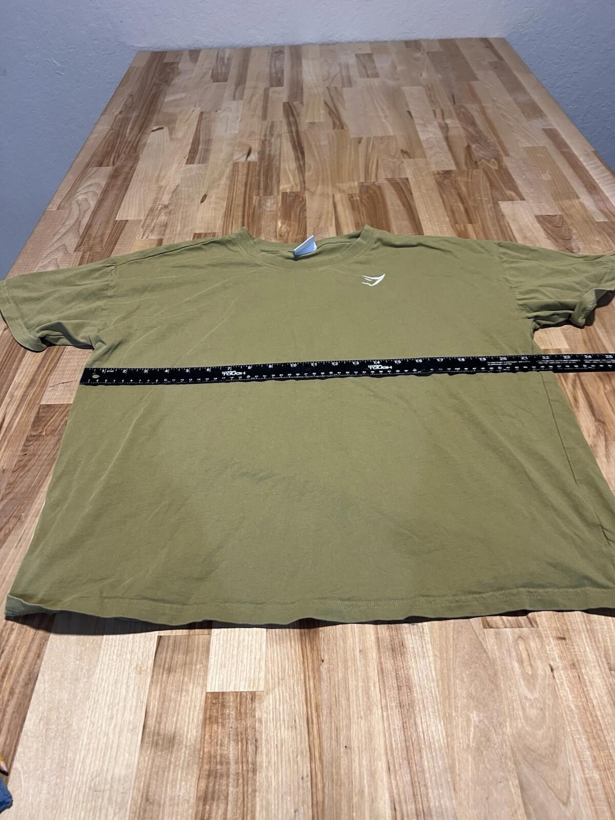 Gymshark Shirt Large Green Performance Spell Out Gym Workout Mens 119