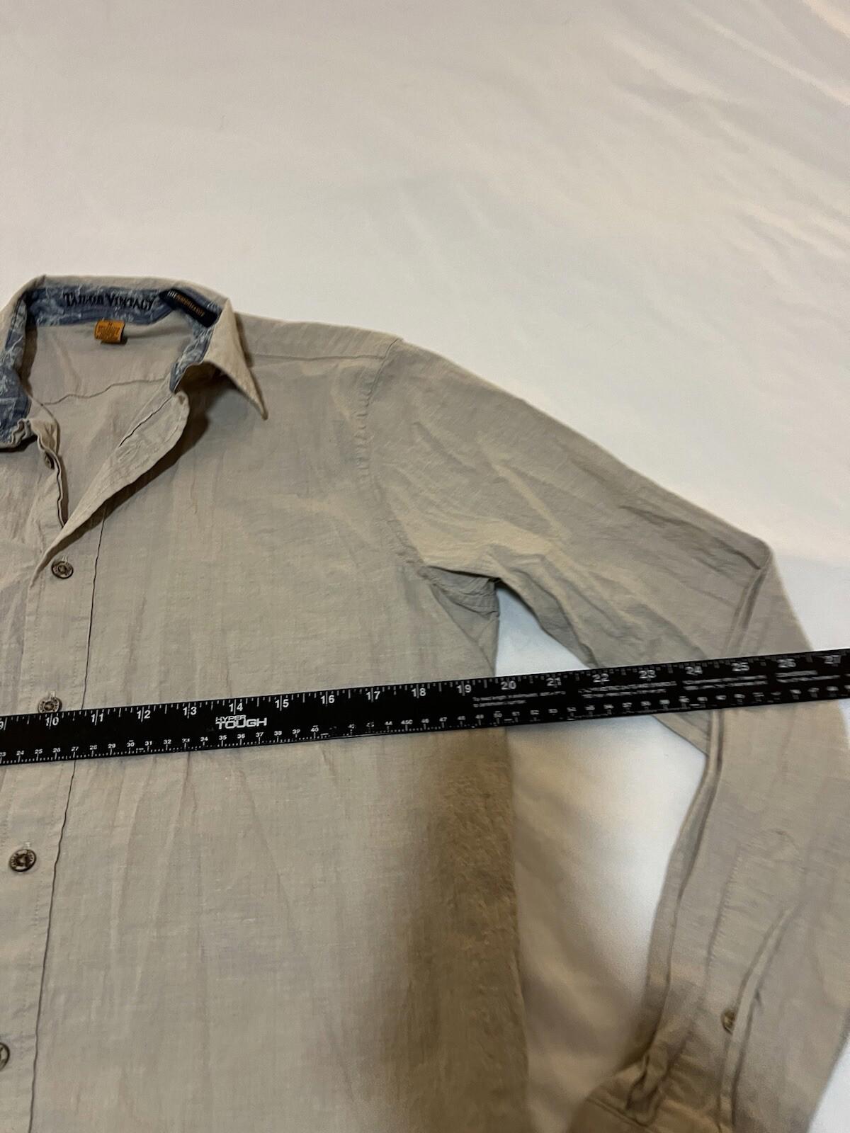 Taylor Vintage Luxe Performance Shirt Men Medium Button Up Beige 366