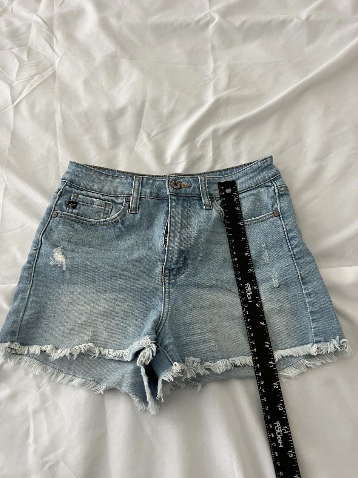 Kancan Shorts Womens Blue Denim Distressed Cut Off Light Wash Size 26    329