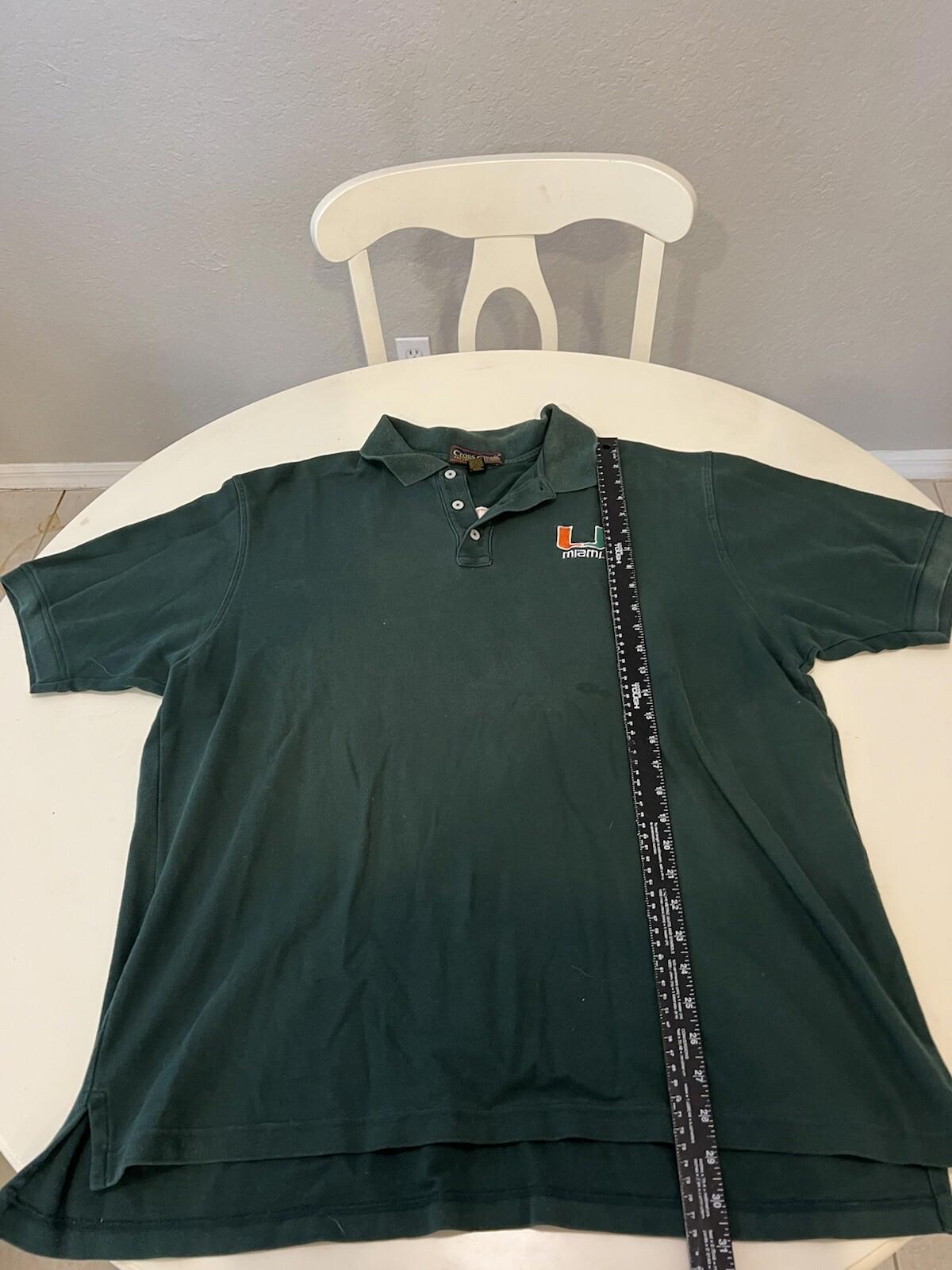 Vintage Miami Hurricane Men's Polo T-Shirt Size XL 118