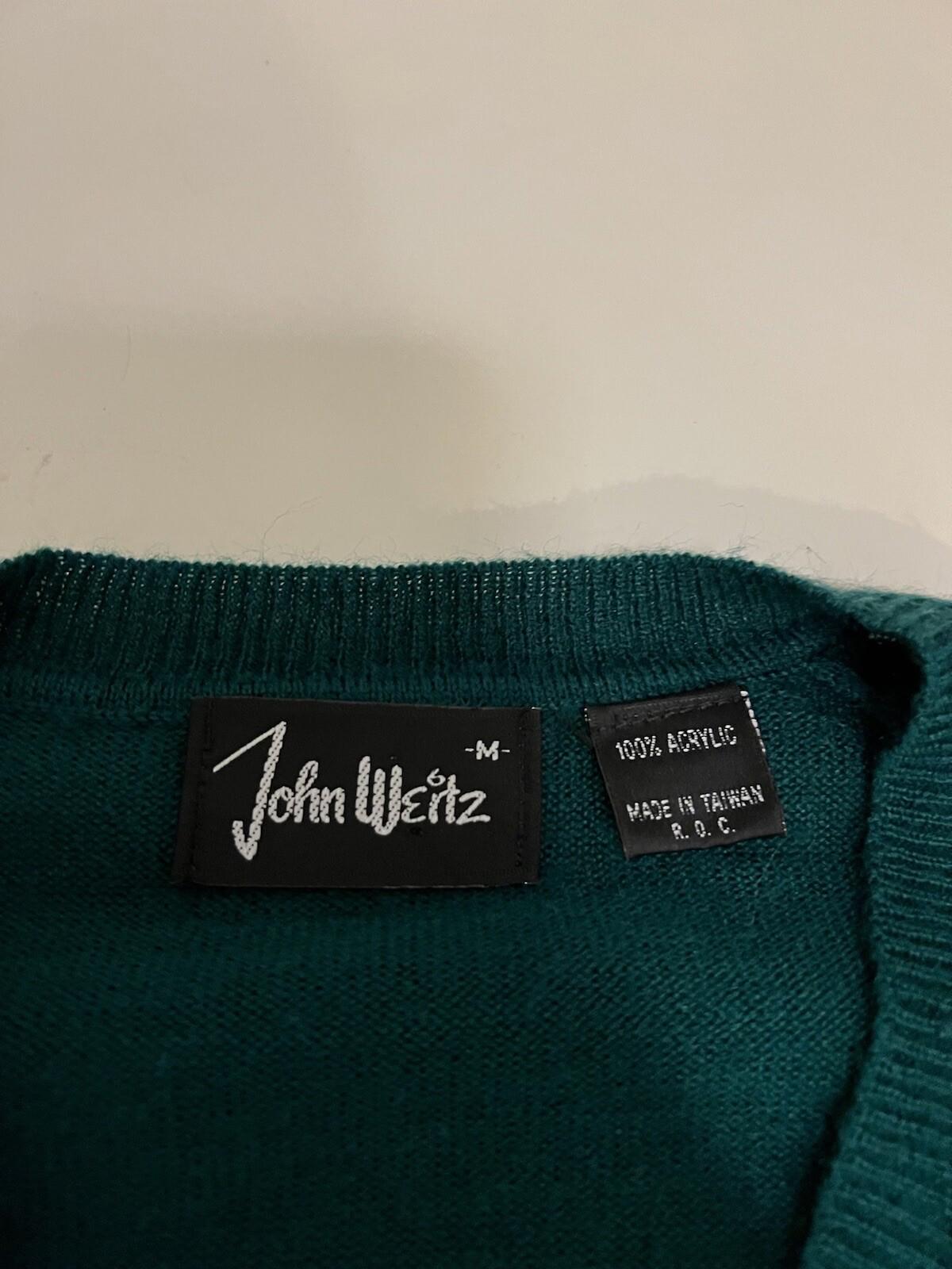 Vintage 80's John Weitz  Men's  Sweater Green  Medium USA Made 118