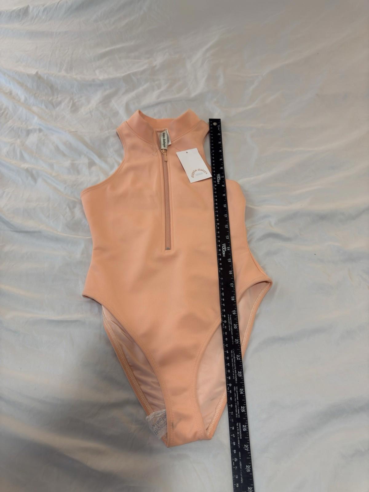 Dipping Daisys Swimsuit Shoal One Piece Rash Guard Zip Up Orange NWT Small 155