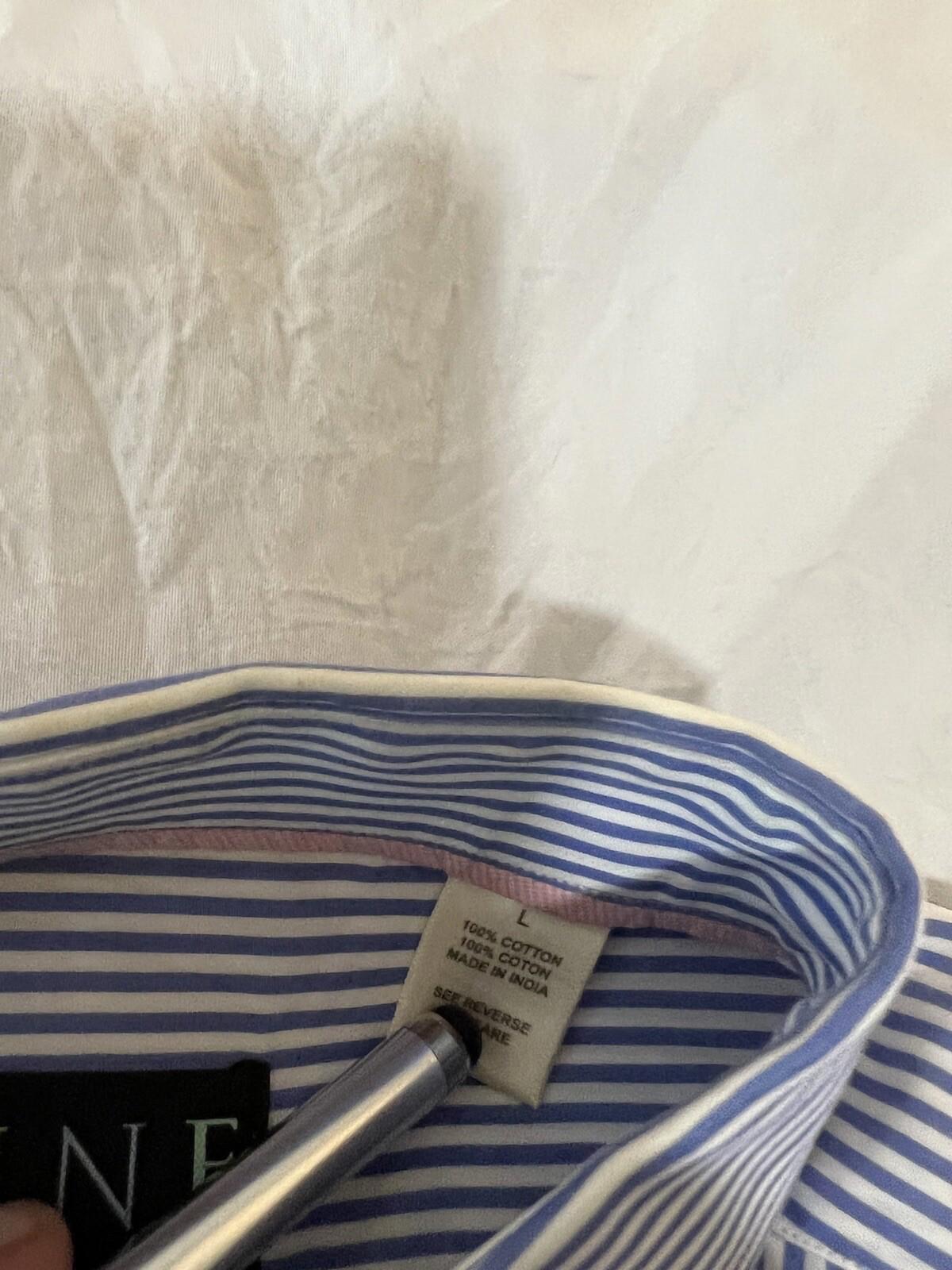MINE Dress Shirt Men’s Size L Modern Fit Blue Stripes 246