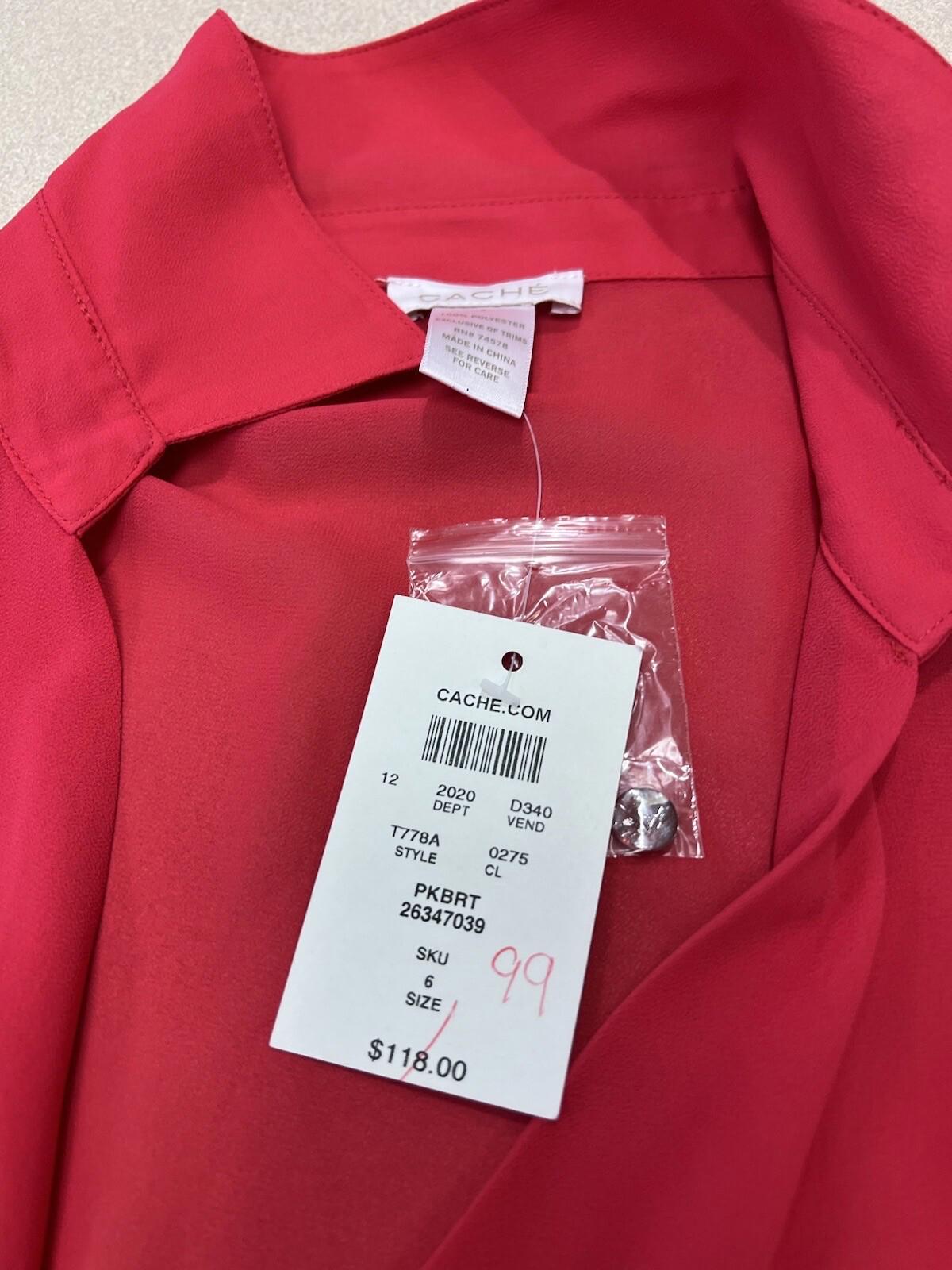 CACHE Size 6 Red Tiered Dress Cocktail Dress Nwt 324