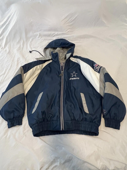 Vintage 90’s Pro Player  NFL Dallas cowboys blue and white puffer Men’s Large