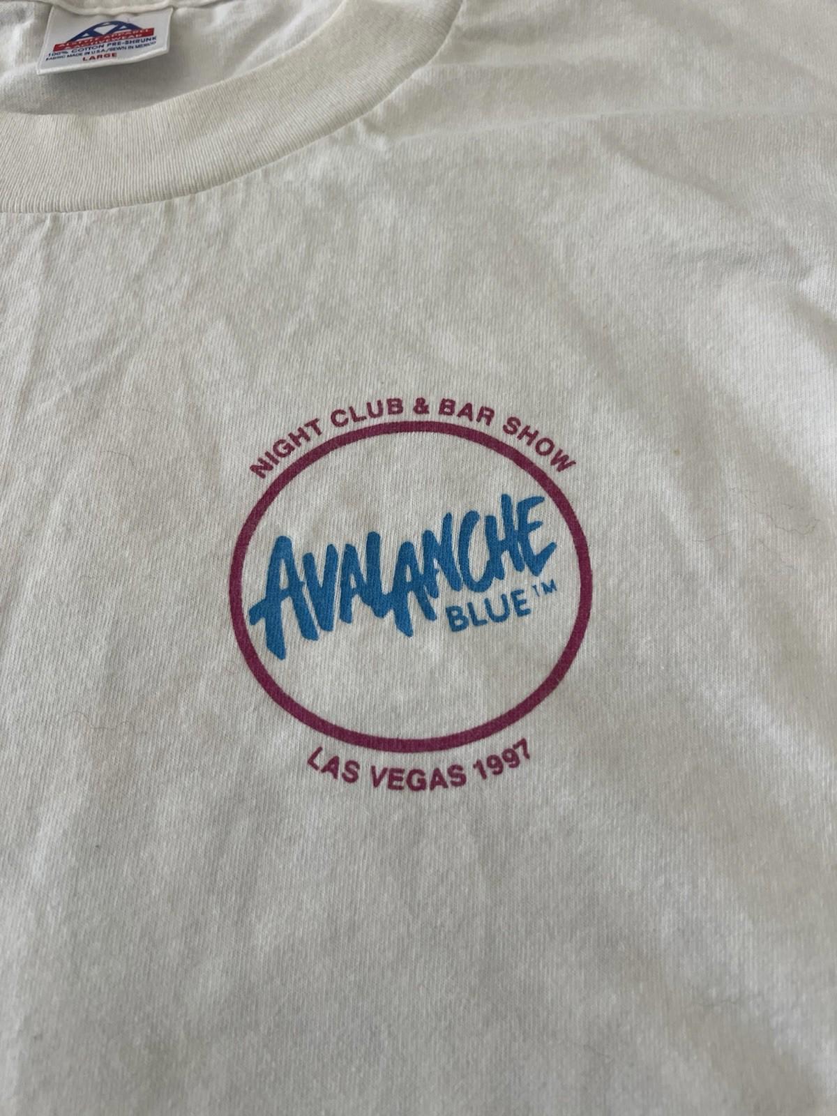 Vintage 90s After Shock Avalanche Blue Liquor T Shirt Mens Large Schnapps 142