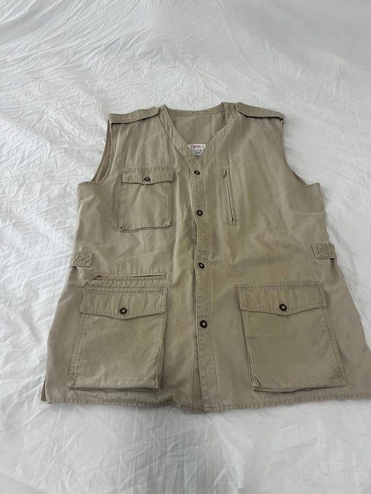 Vintage Orvis Vest Mens XL Fly Fishing Beige Hunting Utility Safari 143