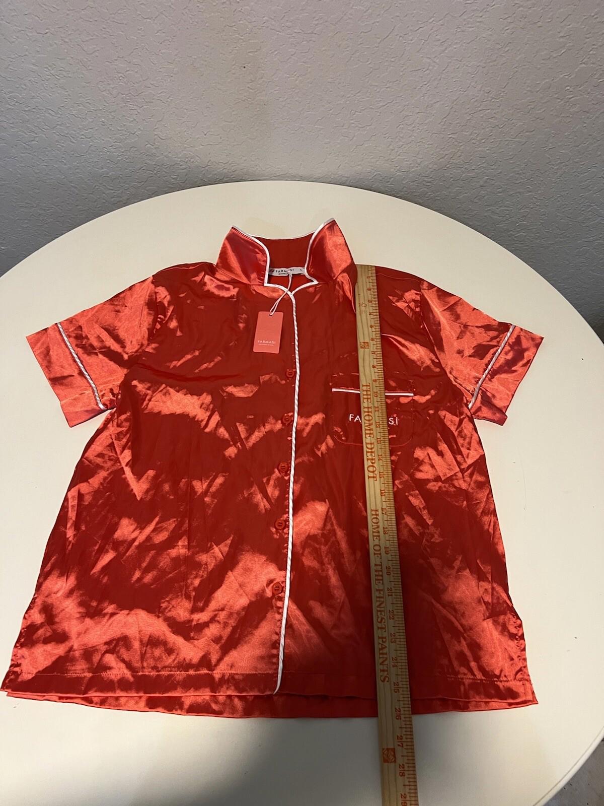 Woman’s Farmasi Poly Satin Long Pajama Top Women’s Size XL Red Nwt 225