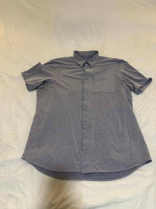 Men's Lululemon Short Sleeve Button Front Shirt  Blue Gray Large 151