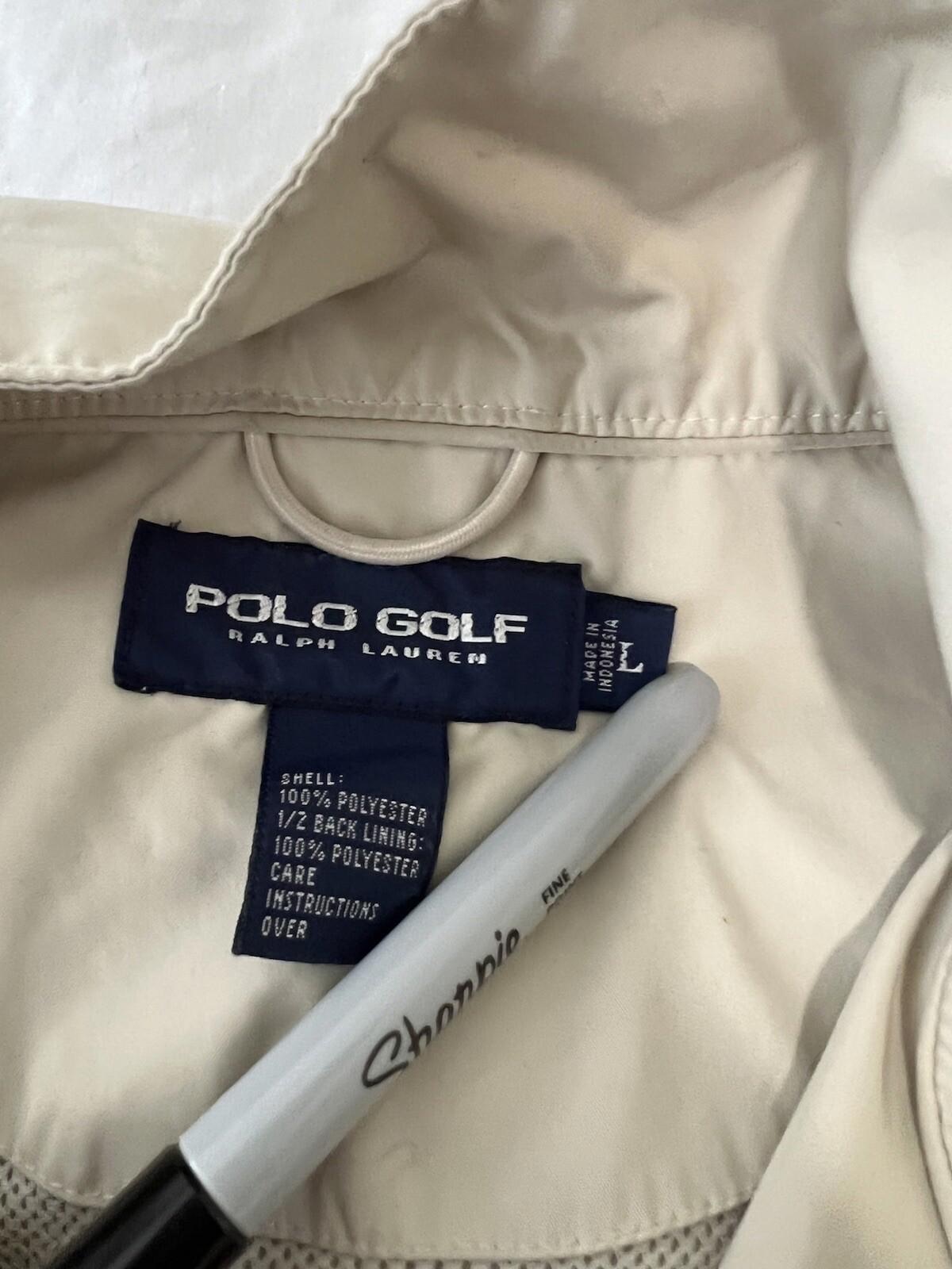 Polo Ralph Lauren Jacket Mens Size Large Tan Full Zip Windbreaker Golf 5d