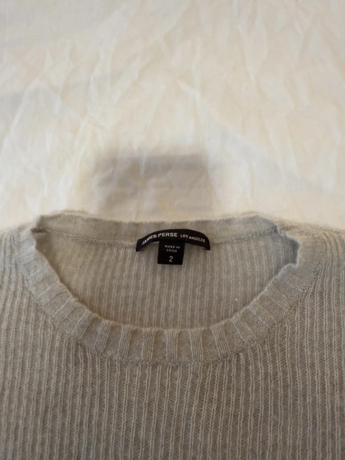 James Perse Los Angeles Sweater Women Sz 2 100% Cashmere Crew Neck Grey 153