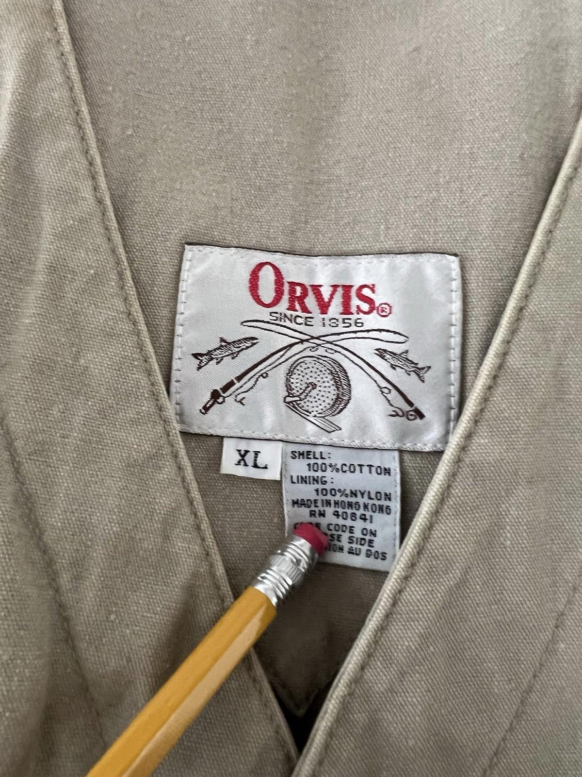 Vintage Orvis Vest Mens XL Fly Fishing Beige Hunting Utility Safari 143