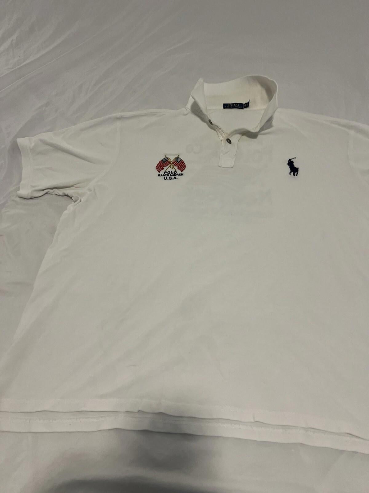 Polo Ralph Lauren Big Pony Shirt Mens 2XL White Bleecker St NYC Crest 373