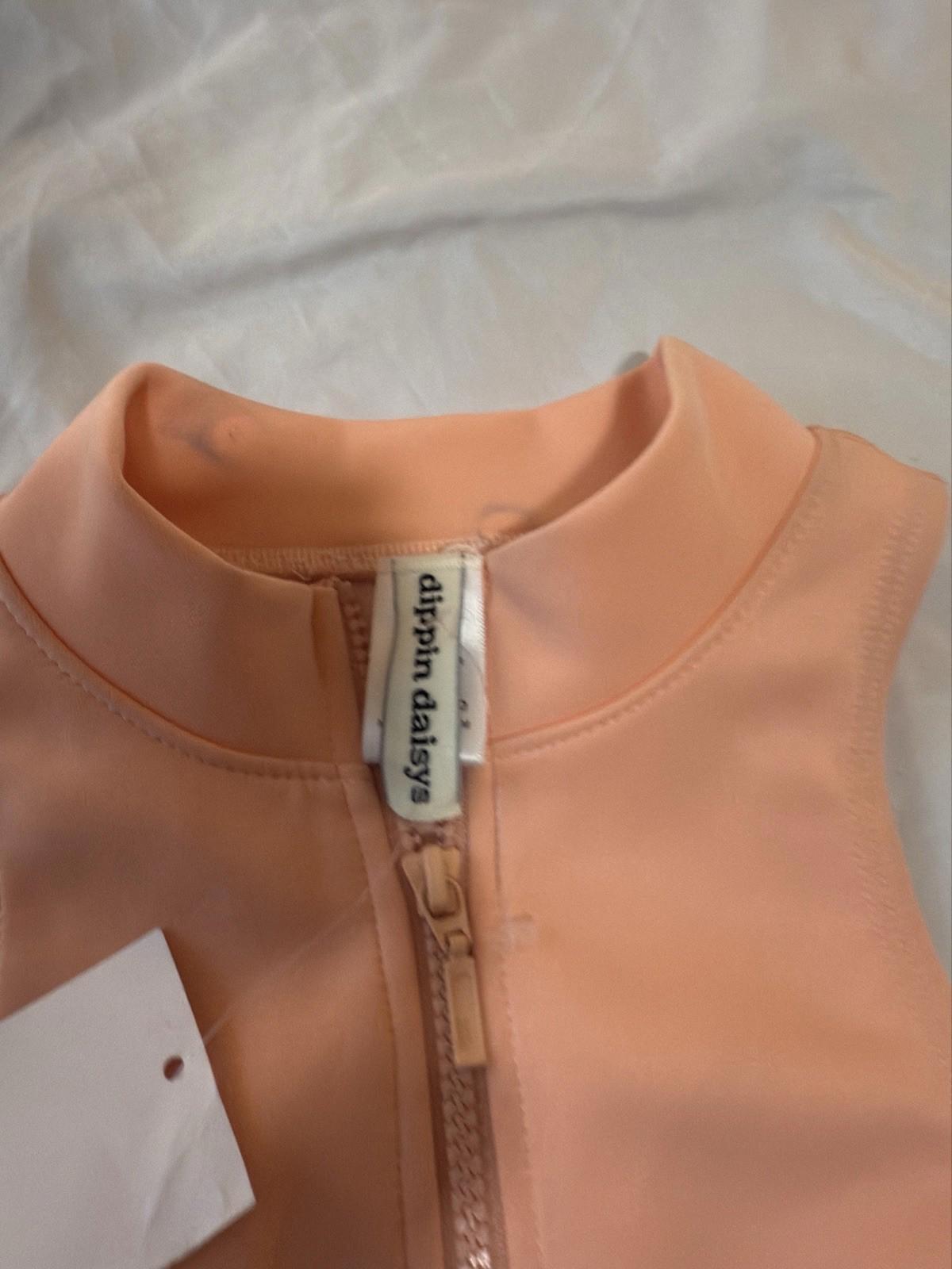 Dipping Daisys Swimsuit Shoal One Piece Rash Guard Zip Up Orange NWT Small 155