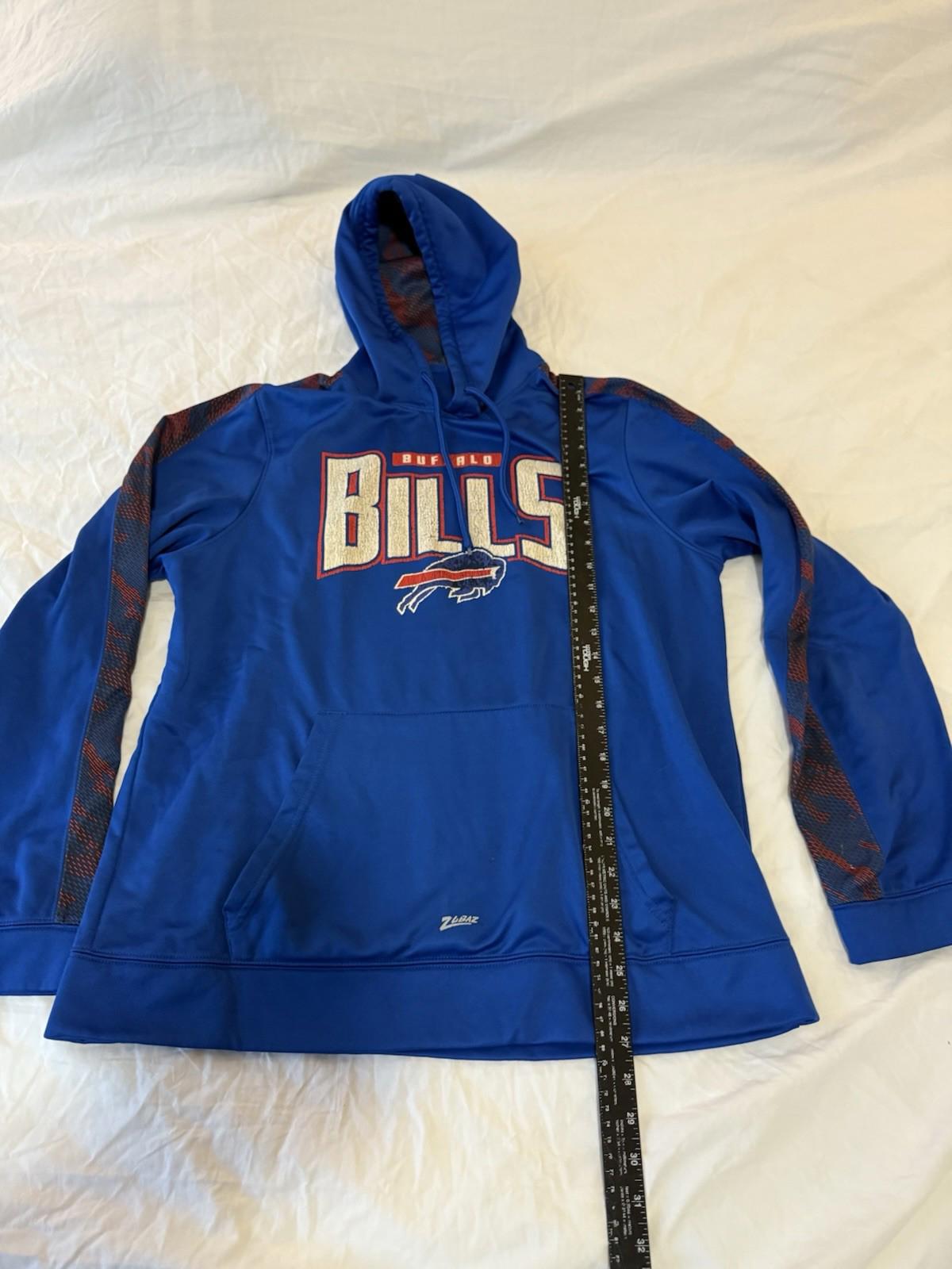 Vintage Buffalo Bills NFL Apparel Zubaz Hoodie Sweatshirt Blue Large Dri Fit 153
