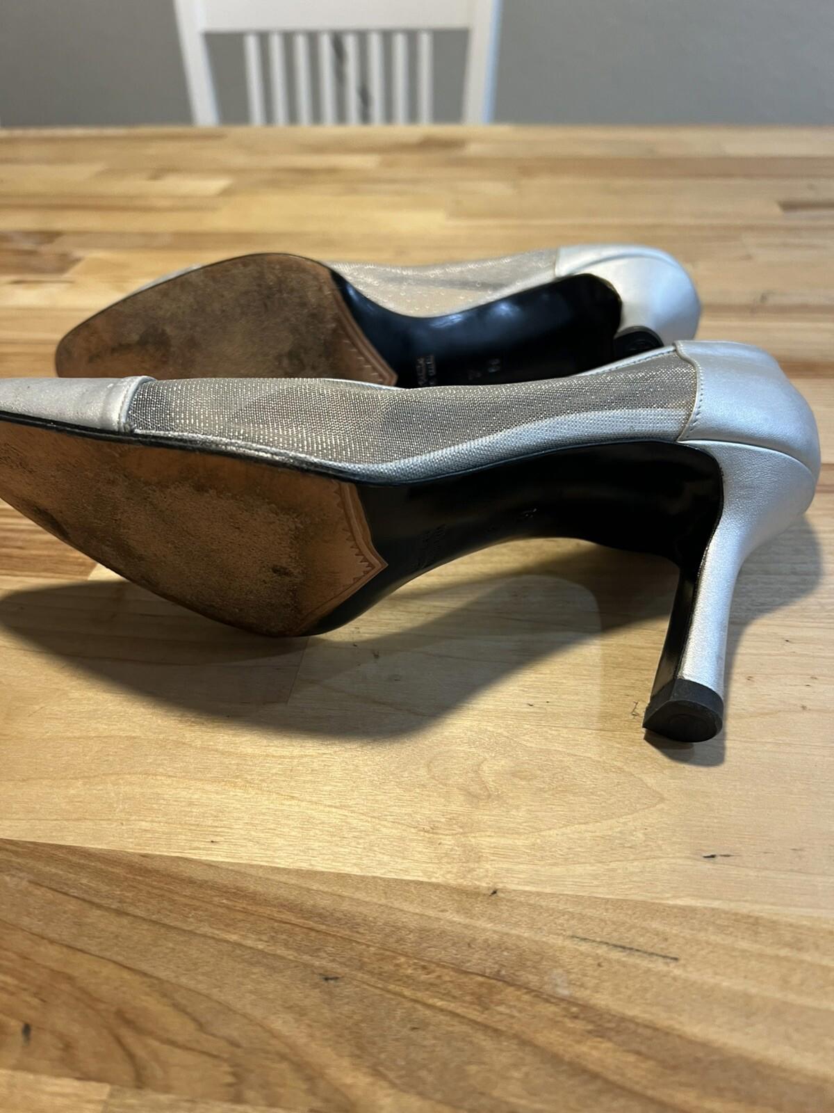 Vintage Yves Saint Laurent Leather Metallic Pumps Shoes Heels Size 7