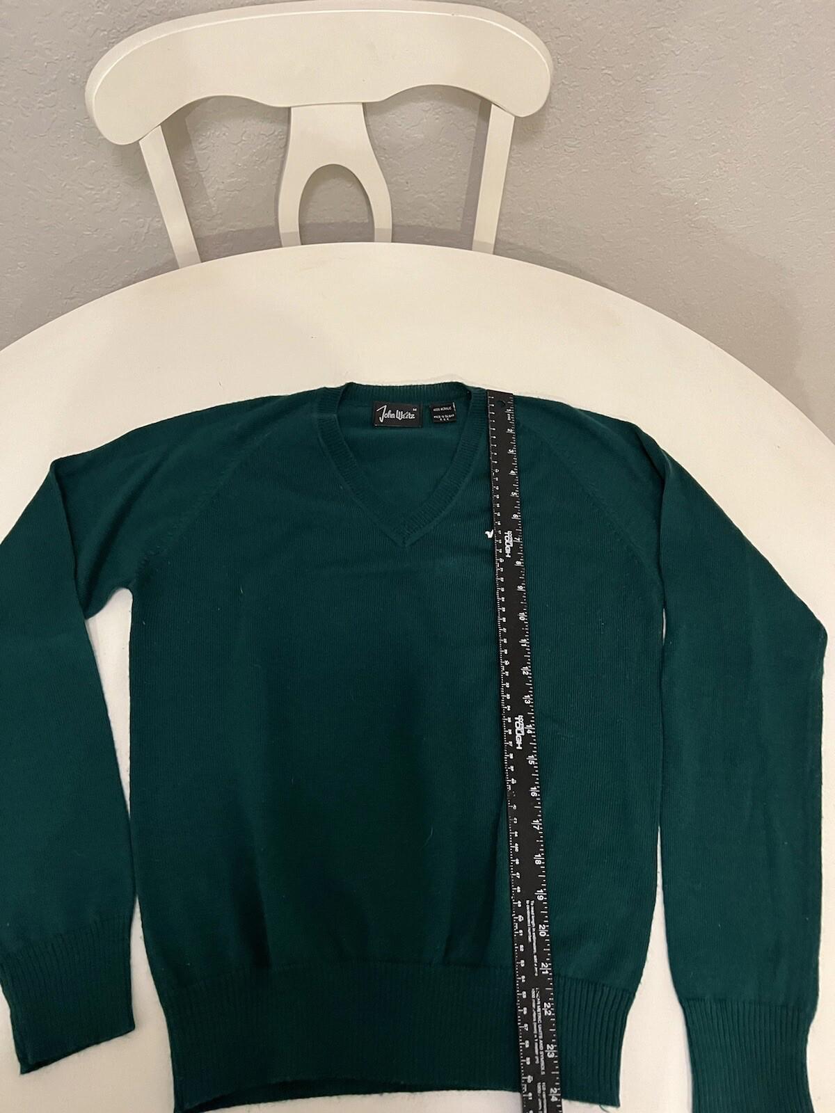 Vintage 80's John Weitz  Men's  Sweater Green  Medium USA Made 118