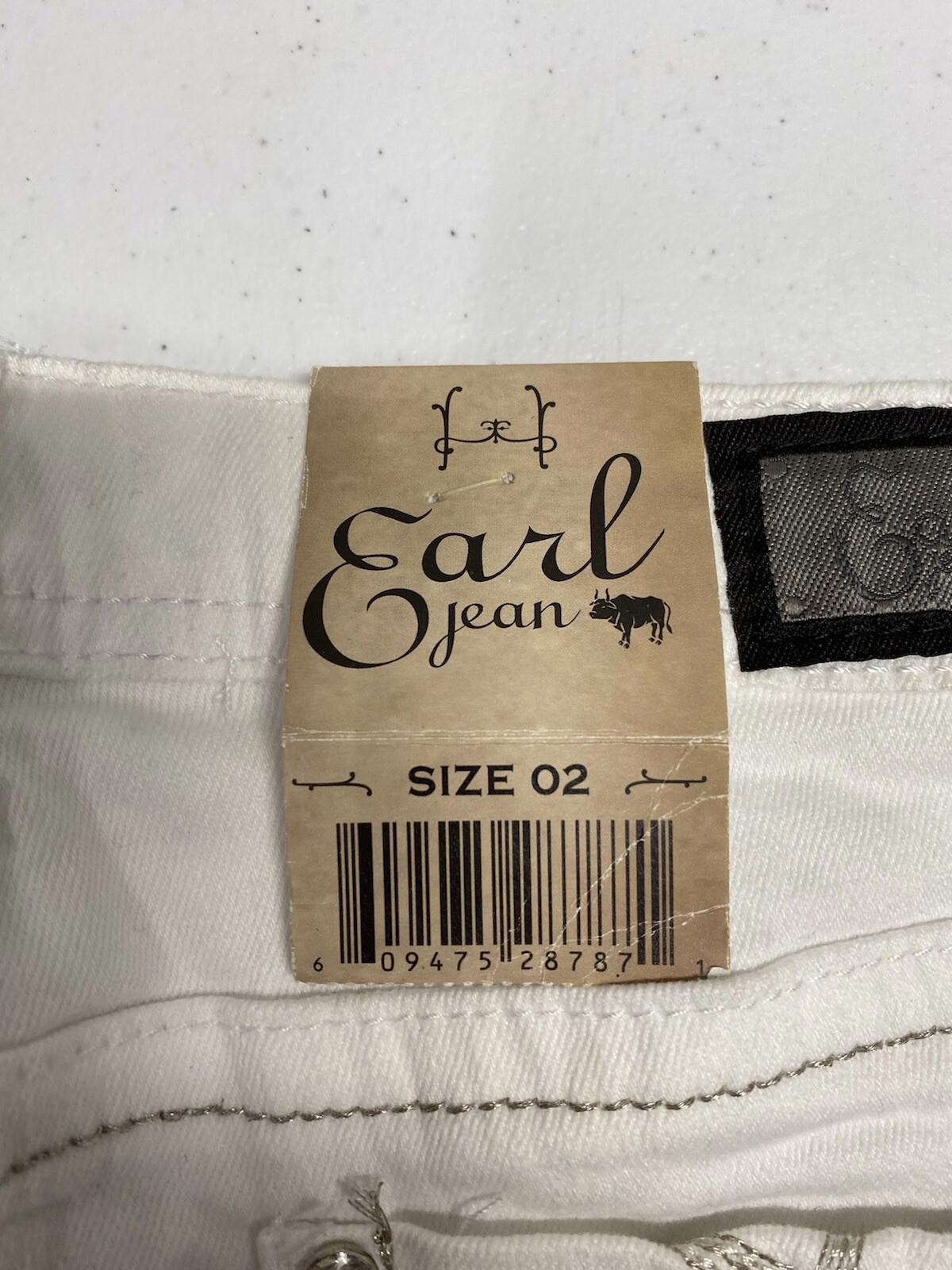 EARL JEAN Women Size 2 White Bling Embellished Cropped Stretch Jean BinV