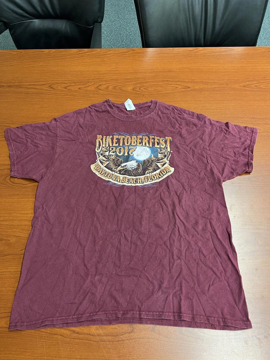 Daytona Beach 25th Biketoberfest 2017 Size XL Maroon T-Shirt 3c