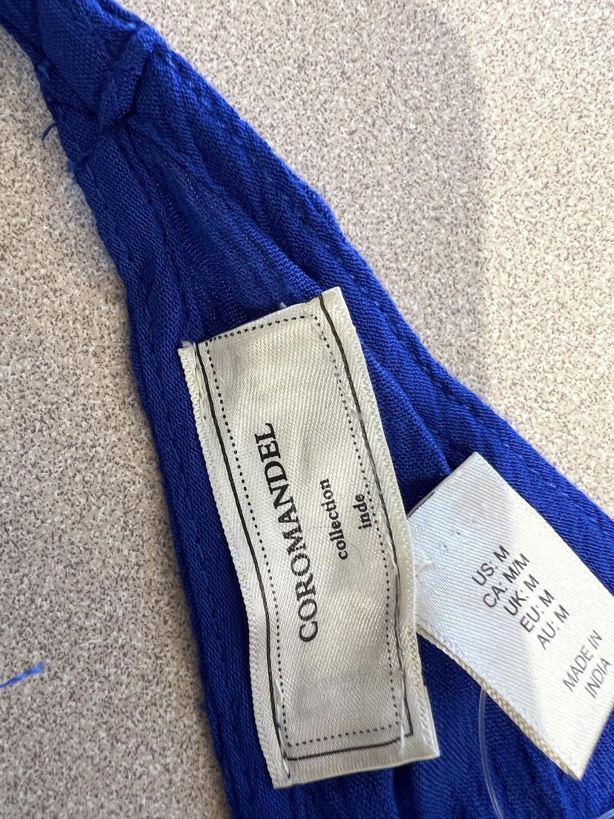 Coromandel Collection Size Medium Blue Front Halter Dress Deep V-Back Nwt 290