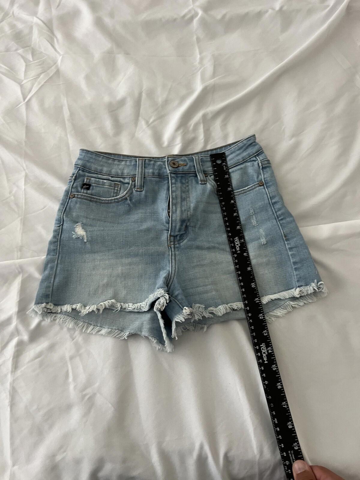 Kancan Shorts Womens Blue Denim Distressed Cut Off Light Wash Size 26    329