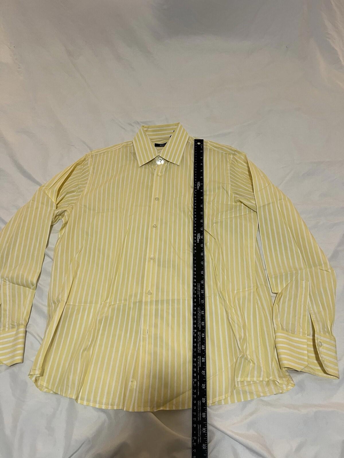 Hugo Boss Yellow Striped Long Sleeve Collared Button Down size L 378