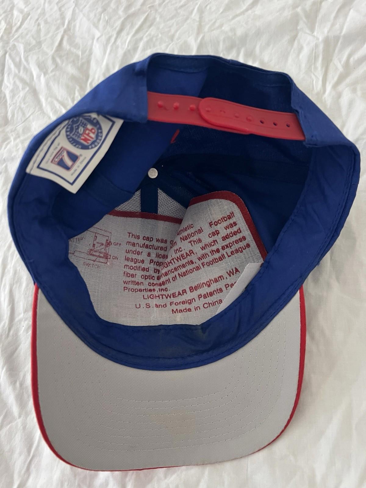 Vintage Buffalo Bills Hat Cap Strap Back Blue Red Logo 7 Light Up Hat NFL 147