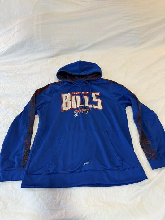 Vintage Buffalo Bills NFL Apparel Zubaz Hoodie Sweatshirt Blue Large Dri Fit 153