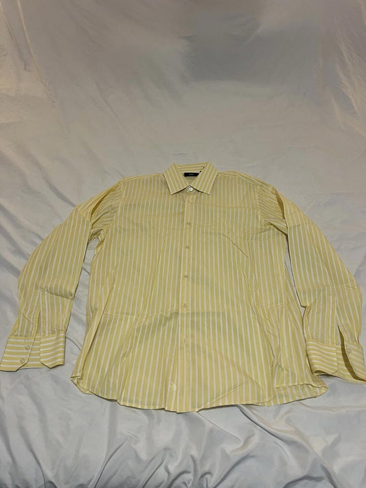Hugo Boss Yellow Striped Long Sleeve Collared Button Down size L 378
