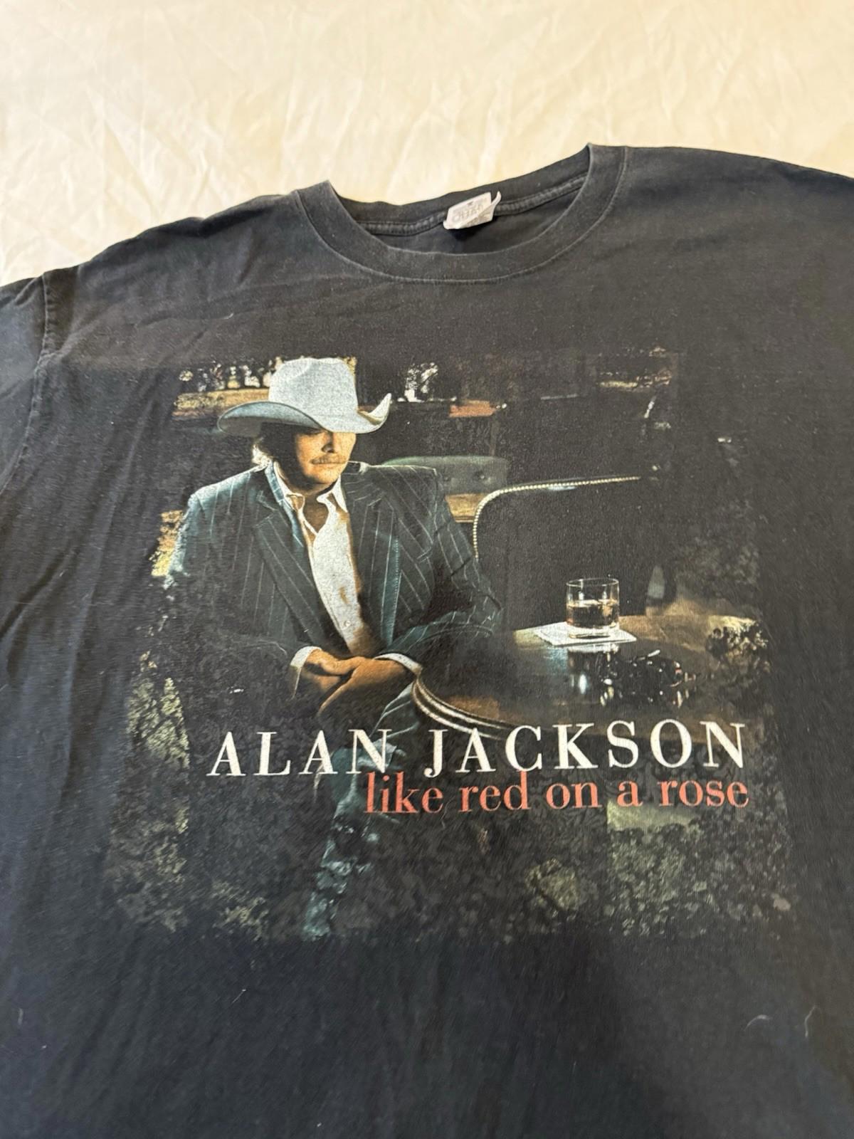 Vintage Alan Jackson Shirt Black Like Red On A Rose Black Country Xl 153