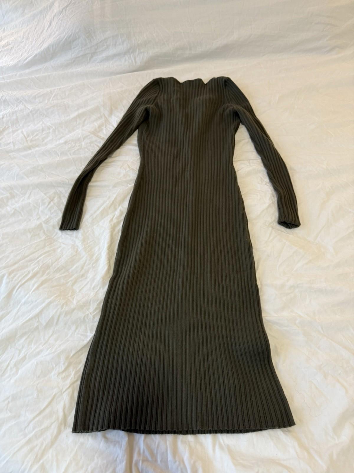 Ramy Brook Green Mini Knit Dress MEDIUM Ribbed Work Bodycon 153