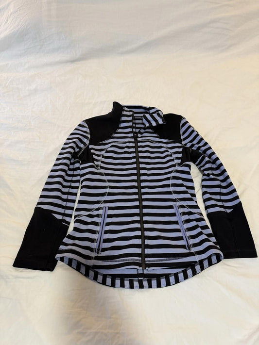 Lululemon Women's Black Purple Striped  Full Zip Jacket - Size 8  153
