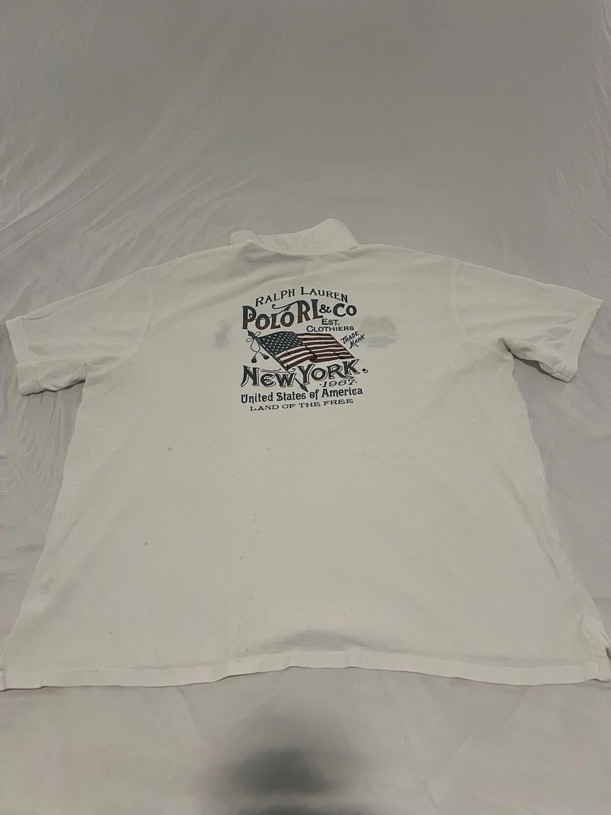 Polo Ralph Lauren Big Pony Shirt Mens 2XL White Bleecker St NYC Crest 373